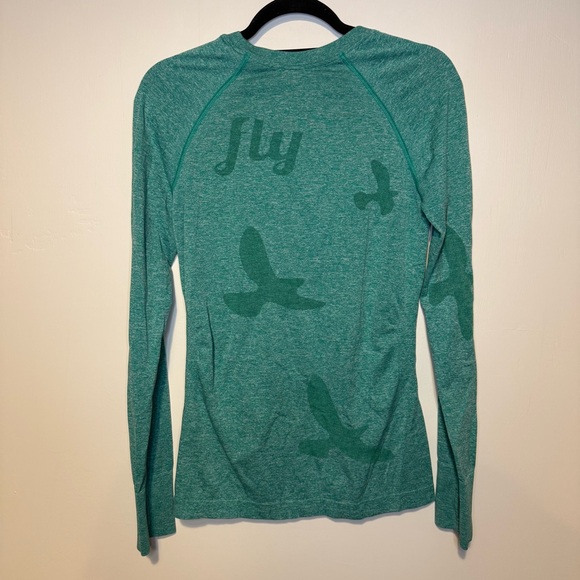 OISELLE Flyte Long Sleeve Shirt Shelly Green Seamless Birds Sz Med - Picture 2 of 5